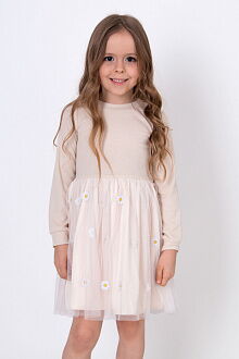 Нарядное платье для девочки Mevis Ромашки бежевое 5063-01 - размеры