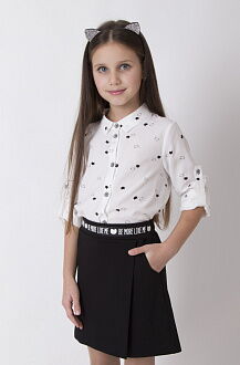 Блузка для девочки Mevis Котики белая 4413-01 - цена
