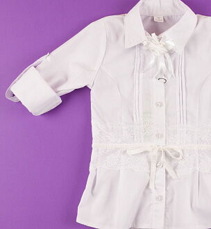 Блузка школьная для девочки VVL белая 01550 - фото