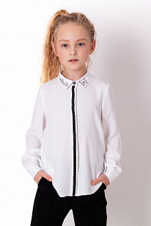 Рубашка для девочки Mevis белая 3857-01 - цена