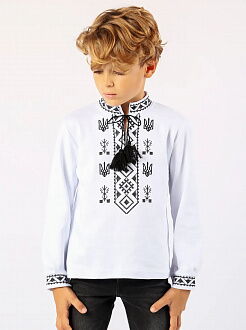 Трикотажная вышиванка для мальчика Фламинго белая 791-212 - цена