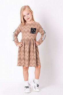 Трикотажное платье для девочки Mevis бежевое 3511-02 - цена