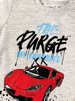 Футболка для мальчика Breeze Машинка серая 7485 - фотография