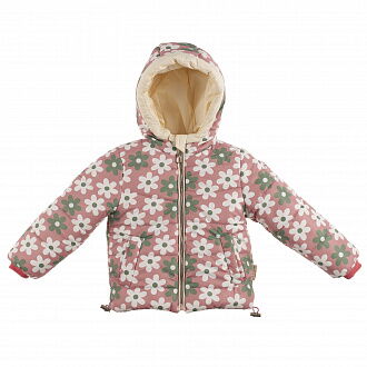 Куртка зимняя для девочки Одягайко Цветы розовая 20218 - цена