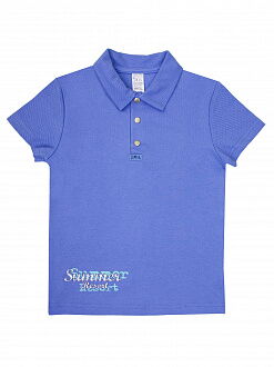 Футболка-поло с коротким рукавом для мальчика SMIL синяя 114686 - фото