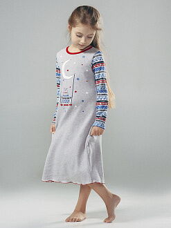 Сорочка ночная для девочки со светящимся рисунком SMIL серый меланж 104362 - Киев