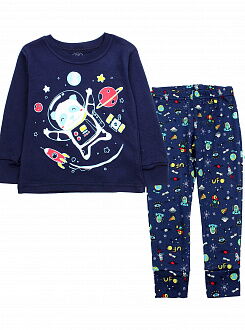 Пижама для мальчика Фламинго Панда-космонавт темно-синяя 256-222 - цена