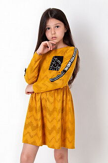 Трикотажное платье для девочки Mevis горчичное 3511-01 - цена