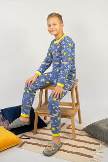 Пижама для мальчика Самолетики синяя 5303 - цена