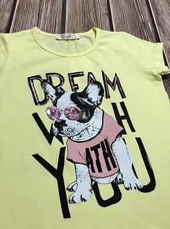 Футболка для девочки Barmy Dream dog желтая 0418 - фотография