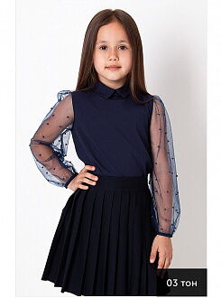 Нарядная блузка для девочки Mevis синяя 3799-03 - цена