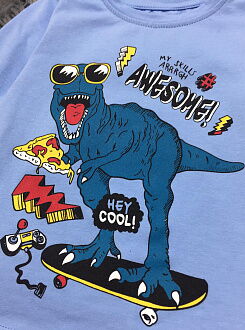 Реглан для мальчика Фламинго Динозавр голубой 186-416 - фото