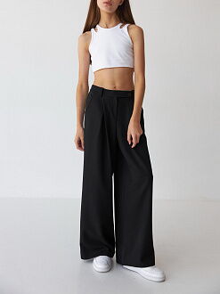 Брюки-палаццо для девочки трикотаж Valza черные 5106 - фото