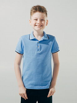 Футболка-поло с коротким рукавом для мальчика SMIL синяя 114593 - цена