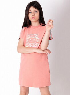 Трикотажное платье для девочки Mevis персиковое 3721-01 - цена
