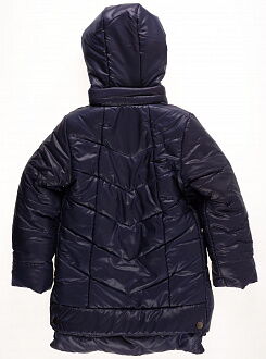 Куртка удлиненная зимняя для девочки Одягайко темно-синяя 20004О - фото