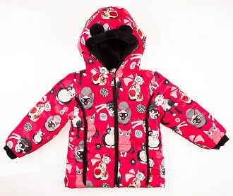 Куртка для девочки ОДЯГАЙКО коты красная 22108 - цена