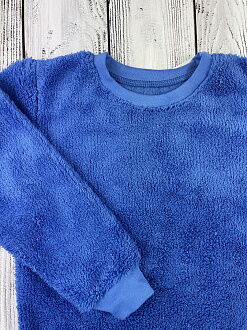Теплая пижама для мальчика вельсофт махра Фламинго синий 855-905 - фото