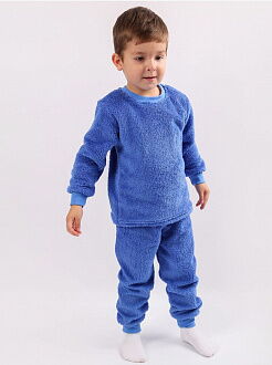 Теплая пижама для мальчика вельсофт махра Фламинго синий 855-905 - цена