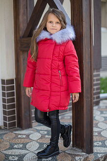 Куртка зимняя для девочки SUZIE красная Грейс ПТ-38711 - цена