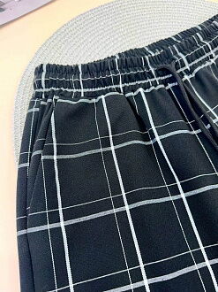 Брюки-слоучи для девочки Mevis Клетка черные 5159-01 - фото