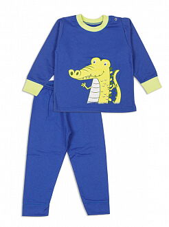 Утепленная пижама для мальчика Фламинго Крокодил синяя 109-312 - цена