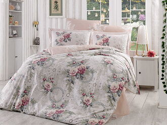 Комплект постельного белья HOBBY Poplin Clementina светло-розовый 200*220 - картинка