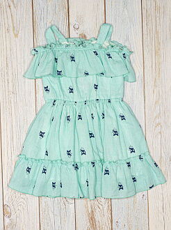 Платье для девочки Mevis Котики бирюзовое 3655-02 - фото