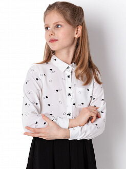 Блузка для девочки Mevis Котики белая 4352-01 - цена