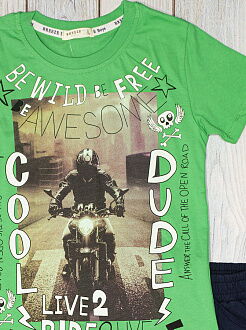 Комплект футболка и шорты для мальчика Breeze Cool Dude зеленый 15397 - размеры
