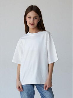 Базовая футболка оверсайз для девочки белая 1904 - цена