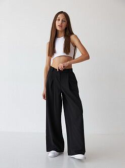 Брюки-палаццо для девочки трикотаж Valza черные 5106 - картинка