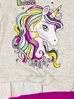 Комплект футболка и шорты для девочки Breeze Unicorn Magic серый 14999 - фотография