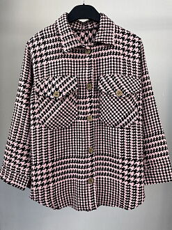 Теплая рубашка для девочки гусиная лапка розовая 0412 - цена