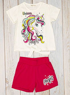 Комплект футболка и шорты для девочки Breeze Unicorn Magic малиновый 14999 - фото