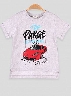 Футболка для мальчика Breeze Машинка серая 7485 - фото