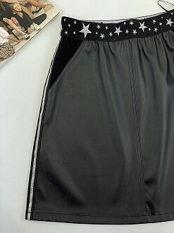 Юбка из экокожи для девочки Mevis черная 3225-02 - картинка