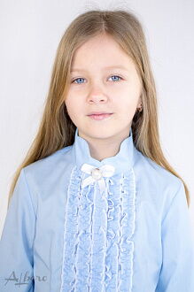 Школьная блузка с жабо для девочки Albero голубая 5014-В - размеры