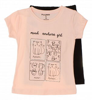 Комплект для девочки футболка и бриджи Benna Котики персиковый - цена