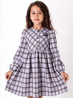 Трикотажное платье для девочки Mevis Клетка сиреневое 3978-02 - цена