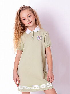 Платье-поло для девочки Mevis оливковое 3723-04 - цена