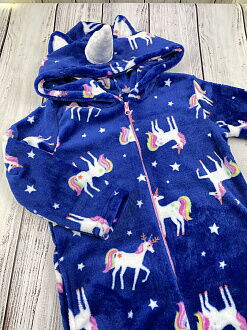 Пижама-кигуруми для девочки Фламинго Единороги синяя 779-910 - фото