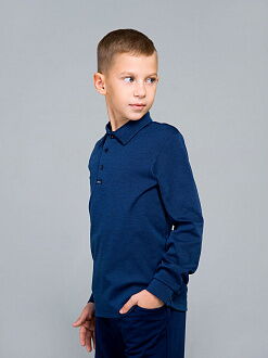 Футболка-поло с длинным рукавом для мальчика SMIL синий меланж 114742/114743 - размеры