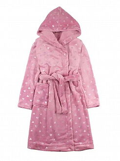 Теплый халат вельсофт для девочки Фламинго Сердечки розовый 883-916 - цена