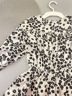 Платье для девочки Mevis Цветочки черно-белое 4991-02 - купить