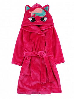 Теплый халат вельсофт для девочки Единорожка малиновый 441-909 - цена