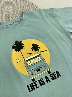 Футболка детская Фламинго Life is a Sea бирюзовая 1005-417 - фото