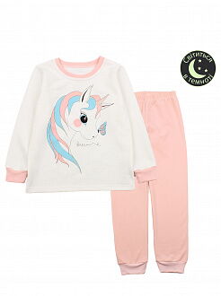 Утепленная пижама для девочки Фламинго Единорог молочная 329-312 - цена