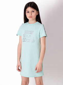 Трикотажное платье для девочки Mevis бирюзовое 3721-04 - цена