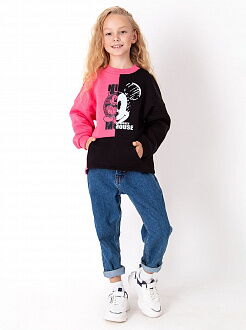 Свитшот для девочки Mevis Mickey Mouse черный с розовым 4026-01 - размеры